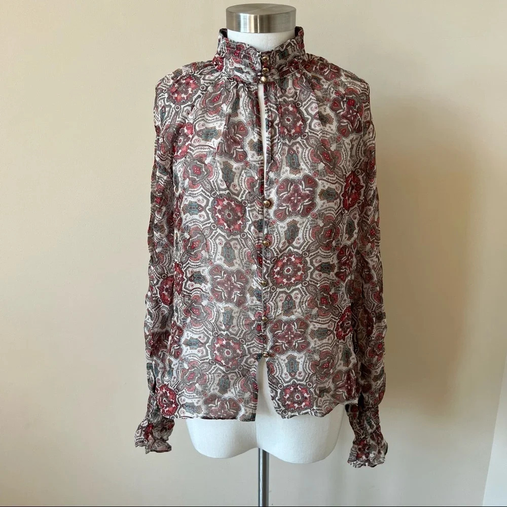 Ramy Brook chiffon button front silk blend blouse 5667